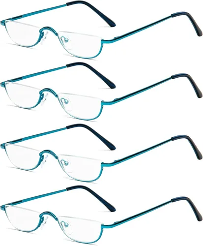 Vista 13 de Gafas de Lectura de Media Montura - 4 Pares de Gafas con Marco de Metal de Media Montura con Bisagra de Resorte Lectores para Hombres y Mujeres