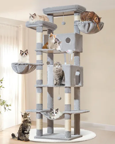 Vista 9 de Taoqimiao Torre de árbol para gatos, árbol resistente de 76 pulgadas para gatos de interior, torre grande para gatos adultos con postes rascadores