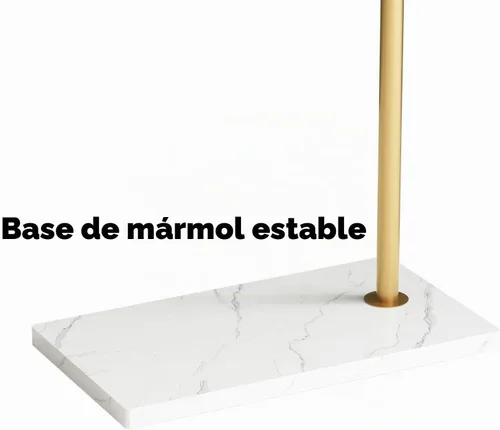Vista 4 de Percheros de metal dorado, perchero de pie con base pesada, moderno árbol de abrigo con barra transversal y 3 ganchos, percheros de entrada