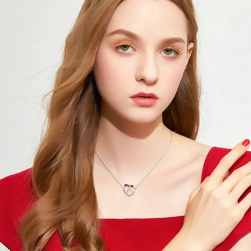 Vista 4 de PEIMKO Ladybug Gifts - Collar de plata de ley 925 con colgante de mariquita y árbol de la vida para mujer, joyería de mariquita, regalos