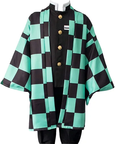 Vista 2 de TUMUSKER Kamado Tanjirou Costume Cosplay Kimono Cloak Cape Halloween Outfit for Adults Kids Children (Cloak only)
