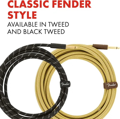 Vista 10 de Fender Cable de instrumentos de la serie Deluxe, recto/recto, Tweed, 18.6 pies