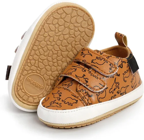 Vista 5 de QWZban Zapatos de bebé para niños y niñas, zapatillas de deporte con suela de goma antideslizante, para cuna de bebé, zapatos de vestir