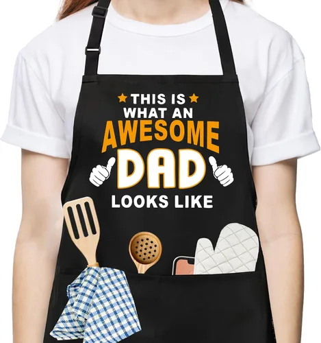 Vista 8 de Divertido delantal de cocina para mujeres y hombres, delantal de cocina para hornear con 2 bolsillos, lindo regalo de cumpleaños, Navidad, día