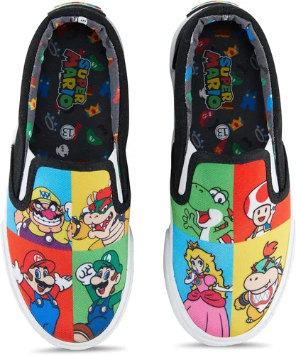 Vista 2 de Nintendo Tenis deportivos Mario para niños, zapatos de caña alta Super Mario - Mario, Luigi, Kirby y Donkey Kong con cordones