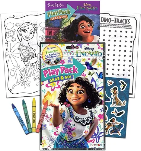 Vista 4 de Juego de mochila Encanto Paquete con mochila Encanto de 16 pulgadas para niñas, paquete de juego Encanto con páginas para colorear y calcomanías