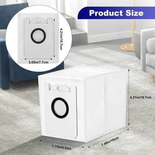 Vista 2 de Bolsas de polvo para bObsweep Dustin & Orb-i - Aspiradora robot de auto-vaciado – 3.5L Bolsa de vacío de filtración avanzada – Paquete de 4