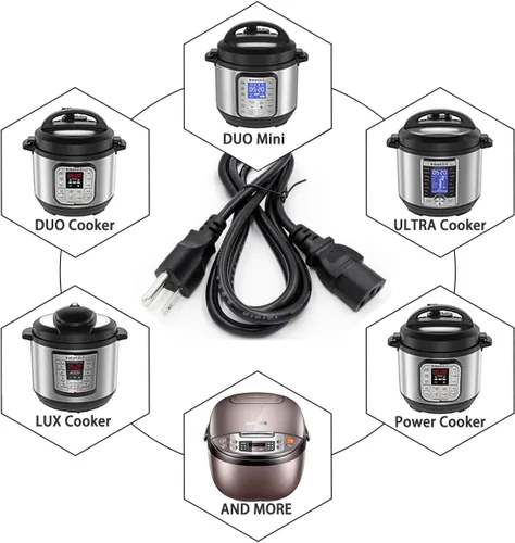 Vista 3 de Cable de alimentación de 6 pies para olla instantánea Duo Mini, Duo Plus Mini, DUO60, Duo Plus60, DUO50, Smart 60 Bluetooth, Ultra 6 60 y otras
