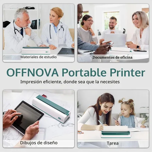 Vista 2 de OFFNOVA Impresora portátil inalámbrica para viajes, impresora térmica sin tinta, compatible con US Letter y tamaño A4, compatible con iOS, Android