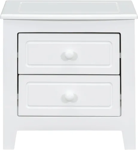 Vista 5 de JIJIWANG Mesita de noche moderna con 2 cajones, mesa auxiliar con diseño clásico de madera para dormitorio, sala de estar, sofá, entrada, pasillo