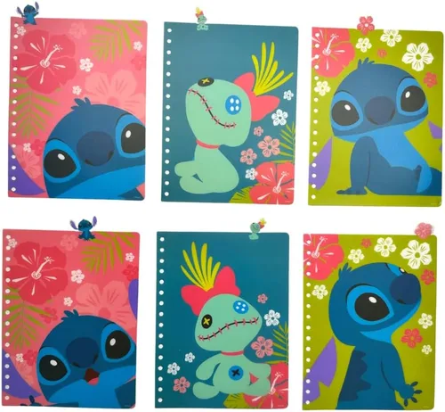 Vista 4 de Cuaderno de Disney Stitch con pestañas "Ohana", encuadernado en espiral, 144 páginas a rayas, 20 x 18 cm, Azul