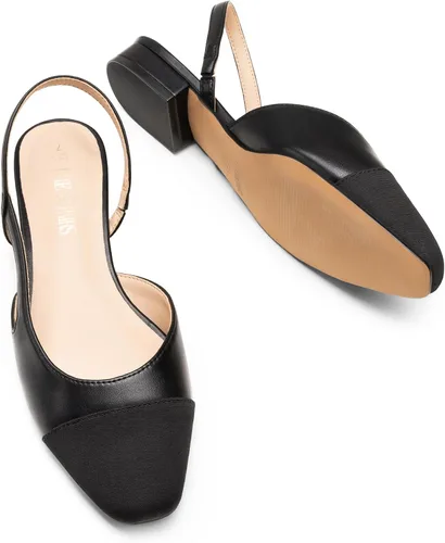Vista 4 de DREAM PAIRS Zapatos planos para mujer, con puntera cuadrada, para mujer, estilo casual, trabajo, oficina, fiesta, zapatos de vestir de tacón bajo