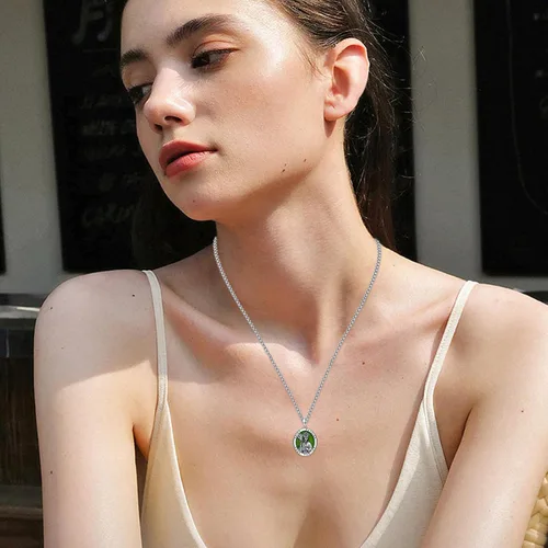 Vista 6 de Collar con colgante de plata de ley 925 con medalla de San Patrón, joyería religiosa para hombres y mujeres, con cadena de acero inoxidable 316L