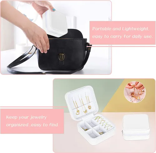 Vista 5 de batifine Joyero de viaje, pequeño organizador de joyas de viaje, caja de joyería portátil, mini organizador de almacenamiento portátil para anillos