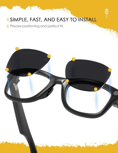 Vista 7 de ANSI Z87.1 Replacement Lens for Ray-Ban Meta Wayfarer Gen1&2&3 Al Glasses Negro ónice