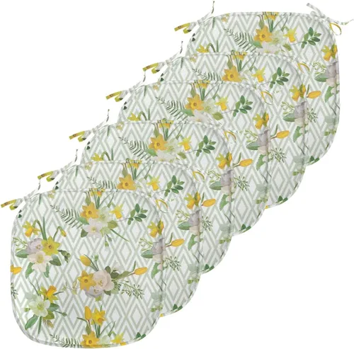 Vista 85 de Ambesonne Flamingo - Cojín de asiento para silla, diseño de fantasía exótica con elementos de vida silvestre hawaiana en colores pastel, acolchado