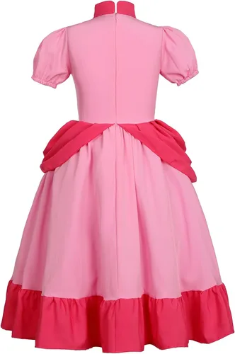 Vista 3 de Disfraz de melocotón para niñas vestido de princesa con corona para fiesta de Halloween de lujo