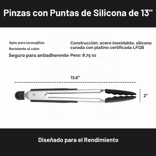 Vista 8 de Misen Pinzas de Cocina - Aptas para Lavavajillas, Resistentes - Herramienta de Parrilla con Punta de Silicona de Precisión - Resistente al Calor