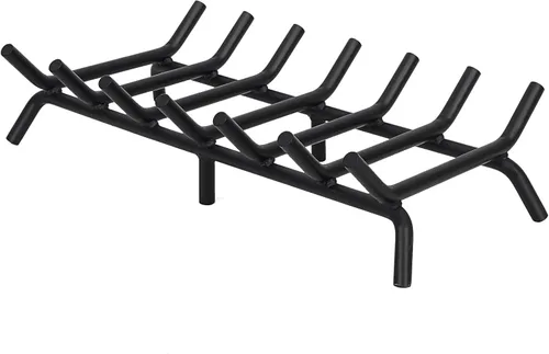 Vista 11 de Rejilla de chimenea de 14 pulgadas resistente – Soporte para troncos de chimenea Rejilla de hierro fundido Estante para estufa de leña Bandeja