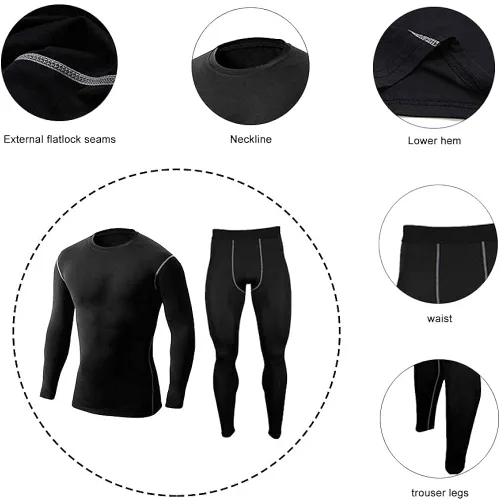 Vista 2 de Long Sleeve Compression Shirts for Men 3 Pack Sun Protection Tee Tops Summer Dry Fit Workout Football Undershirt