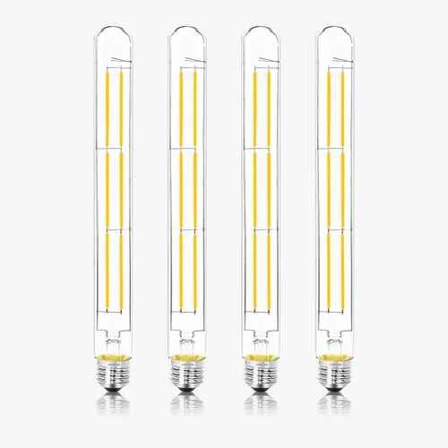 Vista 31 de Bombilla LED E26 de 7.3 pulgadas, 6 W, regulable, bombillas Edison blancas suaves de 2700 K, 800 lm, igual a 80 W, tubular T10 T9, bombilla larga