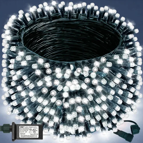 Vista 8 de Decute - Tira de luces de Navidad, impermeable, 300 LED, 105 pies, certificado UL con enchufe de extremo a extremo, 8 modos, guirnalda de luces