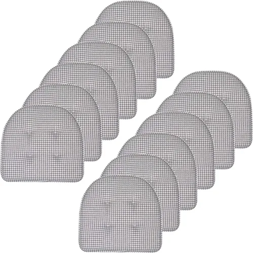 Vista 78 de Sweet Home Collection - Cojín de asiento de espuma viscoelástica y respaldo de caucho antideslizante con capitoné para silla, cojín en U, 17x16 Gris