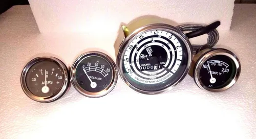 Vista 2 de FD Tractor Temp Amp Oil Tach Gauge Set para Mod 600 700 800 900 1800 2000 4000 en bisel cromado