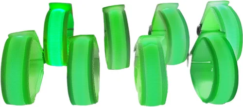 Vista 10 de Paquete de 8 Pulseras LED que se Iluminan, Pulseras Intermitentes que Brillan en la Oscuridad, Suministros de Fiesta para Fiestas, Festivales, Azul
