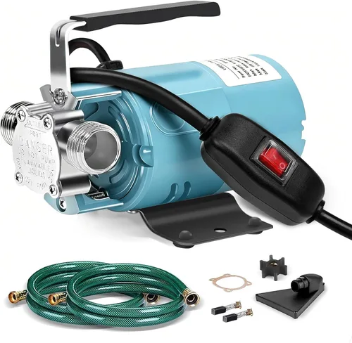 Vista 8 de FIDISP Bomba de agua de 12 voltios, bomba de transferencia portátil, flujo más grande de 330 GPH, bomba eléctrica de 1/10 HP con interruptor
