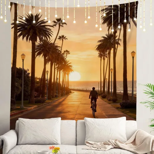 Vista 14 de Shrahala Modern Abstract Artwork Wall Tapestry, Orange Black Beige Wall Hanging Large Tapestry Decoration Polyester Fiber White Hem Around for Dorm