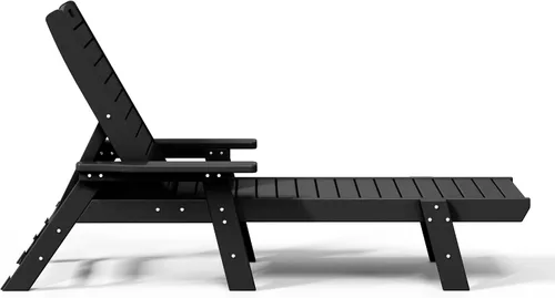 Vista 7 de Tumbona reclinable de polietileno HDPE Laguna, color negro