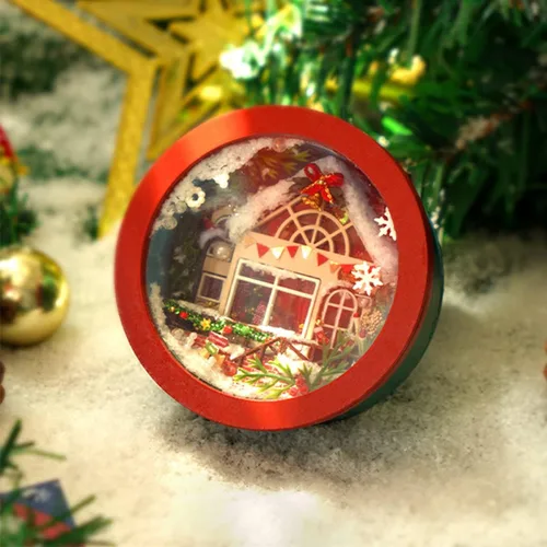 Vista 2 de Kit de casa de muñecas en miniatura, kit de fabricación de casa de muñecas para construir cabaña de Navidad de madera