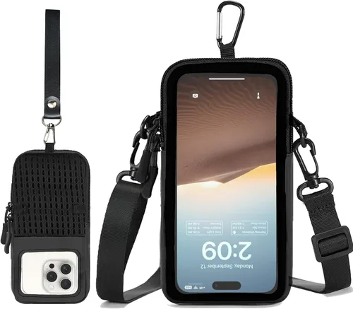 Vista 12 de Prime Comfort Funda para teléfono celular con correa cruzada ajustable, cordón para el cuello y correa para la muñeca, soporte para teléfono celular