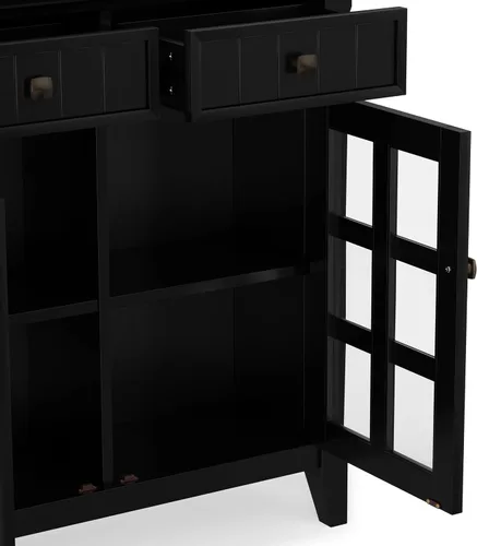 Vista 8 de SIMPLIHOME Acadian - Armario de madera maciza de 36" de ancho, color negro