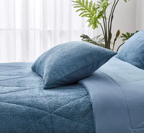 Vista 3 de Chezmoi Collection Zane - Juego de edredón Sherpa de 2 piezas, juego de ropa de cama reversible de microfibra lavada de doble cara