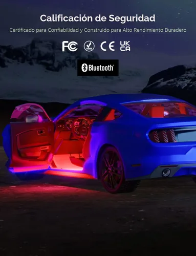 Vista 7 de Govee Luces de coche, luces interiores inteligentes RGBIC para el interior del automóvil con aplicación, control remoto, luces LED para decoración