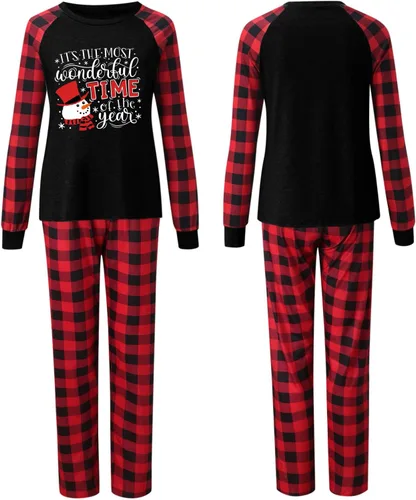 Vista 2 de Pijamas de Navidad para la familia, conjunto a juego de camisetas de manga larga y pantalones, camisones navideños con Feliz Navidad