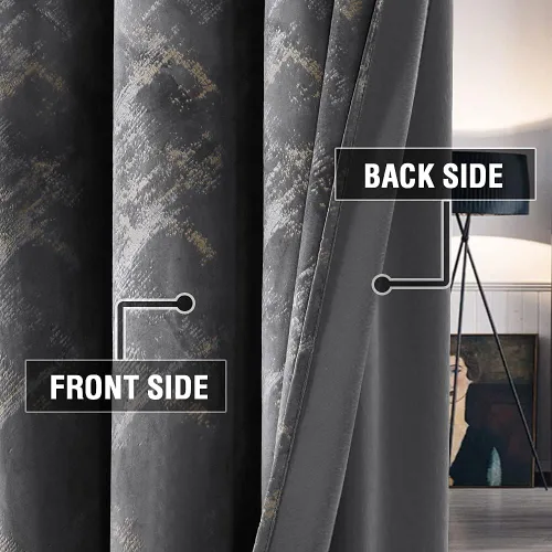 Vista 7 de H.VERSAILTEX Cortinas de terciopelo de lujo de 63 pulgadas de largo con aislamiento térmico para dormitorio, estampado de papel de aluminio