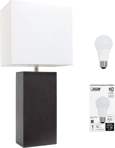 Vista 23 de Elegant Designs LT1025-PRP-LB Lámpara de mesa moderna envuelta en cuero para sala de estar, pasillo, entrada, dormitorio, oficina, púrpura
