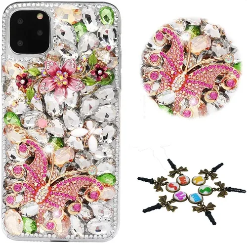 Vista 11 de Sparkle - Funda para teléfono compatible con iPhone 11, elegante, hecha a mano en 3D, con diseño de diamantes de imitación, diseño de diamantes