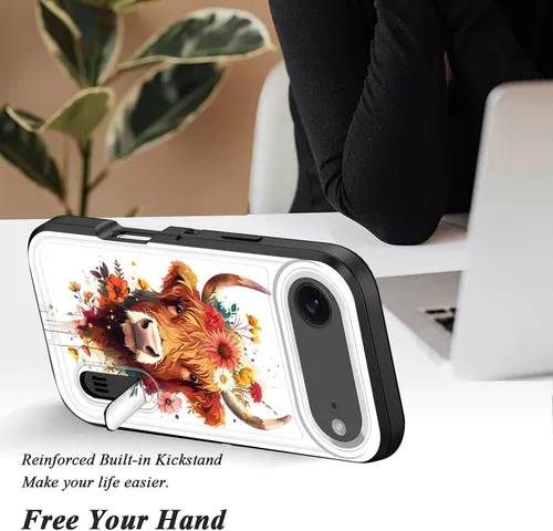 Vista 5 de Funda para iPhone Air con soporte integrado, a prueba de golpes, polvo y caídas, 3 capas, grado militar, funda protectora para iPhone Air de 6.5