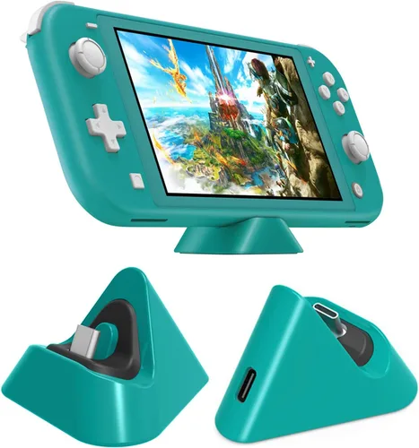 Vista 5 de Base de carga portátil para Nintendo Switch Lite y Nintendo Switch, estación de carga estable para Switch Lite con puerto de entrada tipo C
