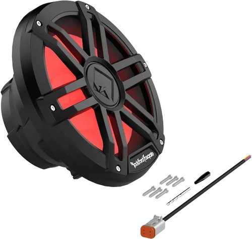 Vista 5 de Rockford Fosgate M1D2-10B Color Optix 10" DVC 2-Ohm Multicolor LED iluminado subwoofer marino - Negro