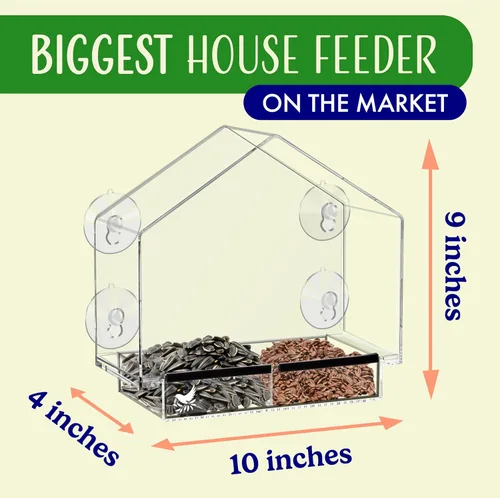 Vista 7 de Comedero para pájaros de ventana con ventosas fuertes, casa transparente