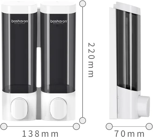 Vista 6 de Dispensador de jabón de ducha 2 en 1, dispensador de champú y acondicionador de cámara de 10.1 fl oz, dispensador de champú para ducha montado
