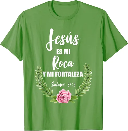 Vista 26 de Jesus ES Mi Roca - Camiseta con versículo bíblico cristiano español Salmos Asphalt Grey