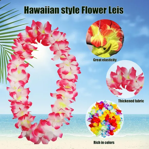 Vista 4 de Falda hawaiana de hierba Leis para fiesta Luau, faldas hawaianas de Luau Hula para decoraciones de fiesta, suministros de recuerdos