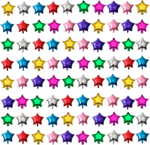 Vista 9 de 80 globos de aluminio con forma de estrella azul de 5 pulgadas para decoración de fiesta de cumpleaños.