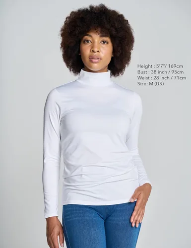 Vista 3 de LAPASA Women Mock Neck Thermal Underwear Top Undershirt Lightweight Midweight Fleece Lined Long Sleeve Base Layer L87L89
